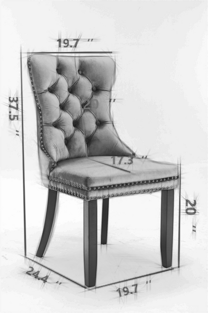 A&A Furniture,Nikki Collection Modern, High-end Tufted Solid Wood Contemporary Velvet Upholstered Dining Chair with Chrome Stainless Steel Plating Legs,Nailhead Trim,Set of 2,Gray and Chrome, SW1701GY image 10