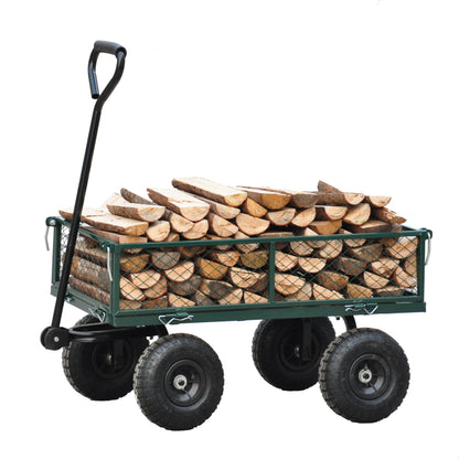 Wagon Cart Garden cart trucks make it easier to transport firewood (green) image 5