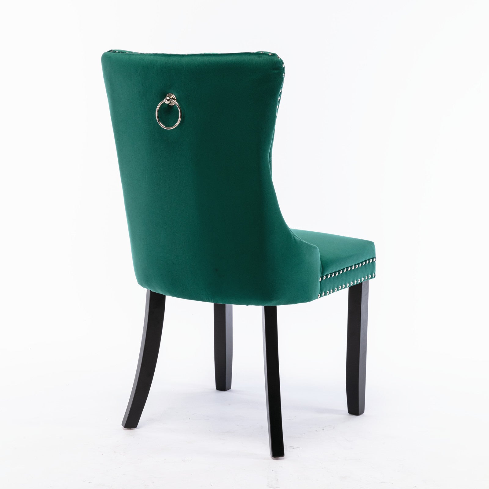 Nikki Collection Modern, High-end Tufted Solid Wood Contemporary Velvet Upholstered Dining Chair with Wood Legs Nailhead Trim 2-Pcs Set,Green, SW2001GN image 5
