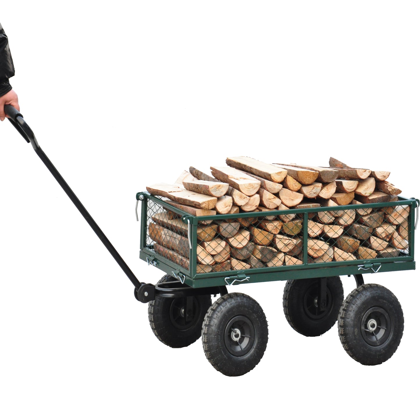 Wagon Cart Garden cart trucks make it easier to transport firewood (green) image 6