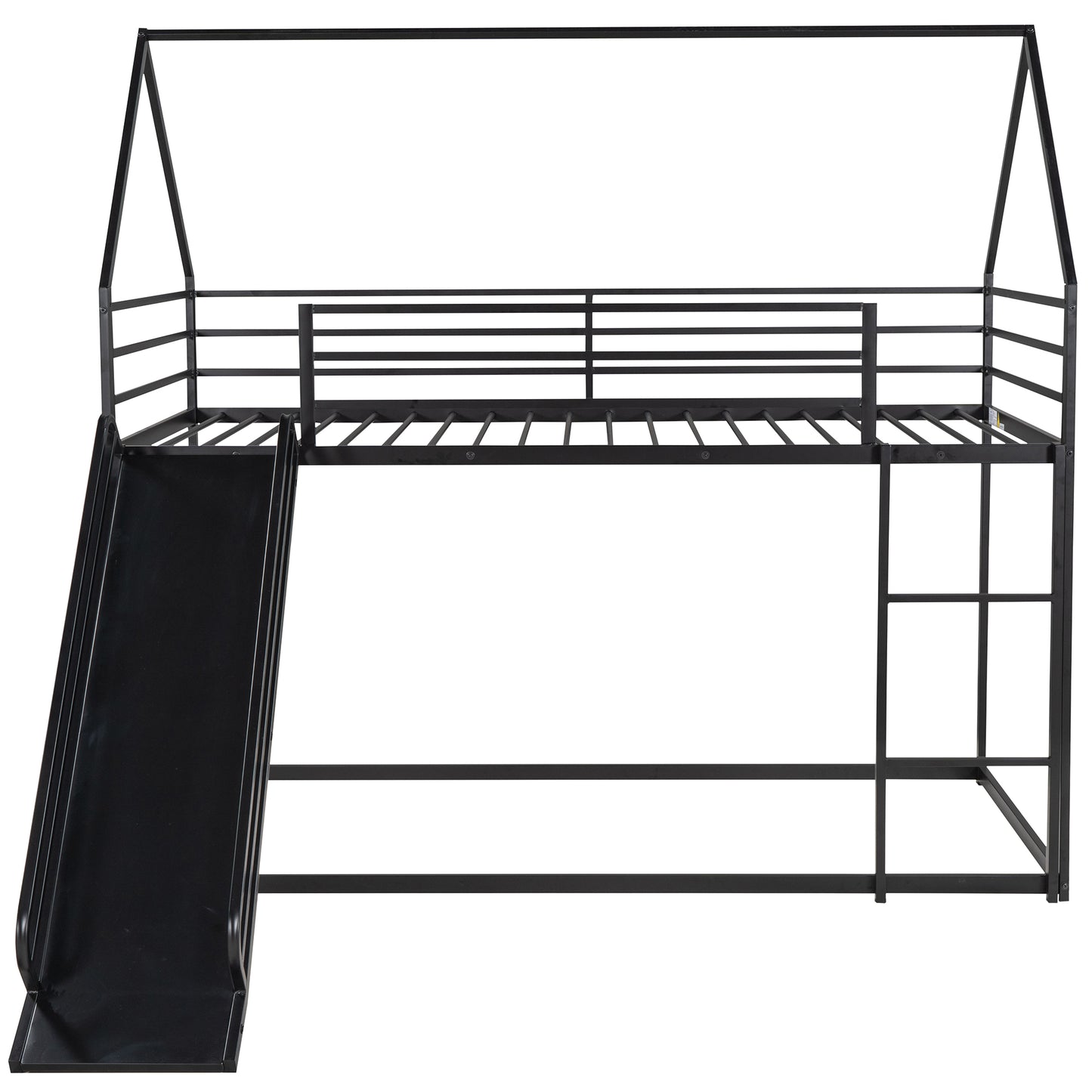 Twin over Twin House Bunk Bed with Ladder and Slide,Black image 11