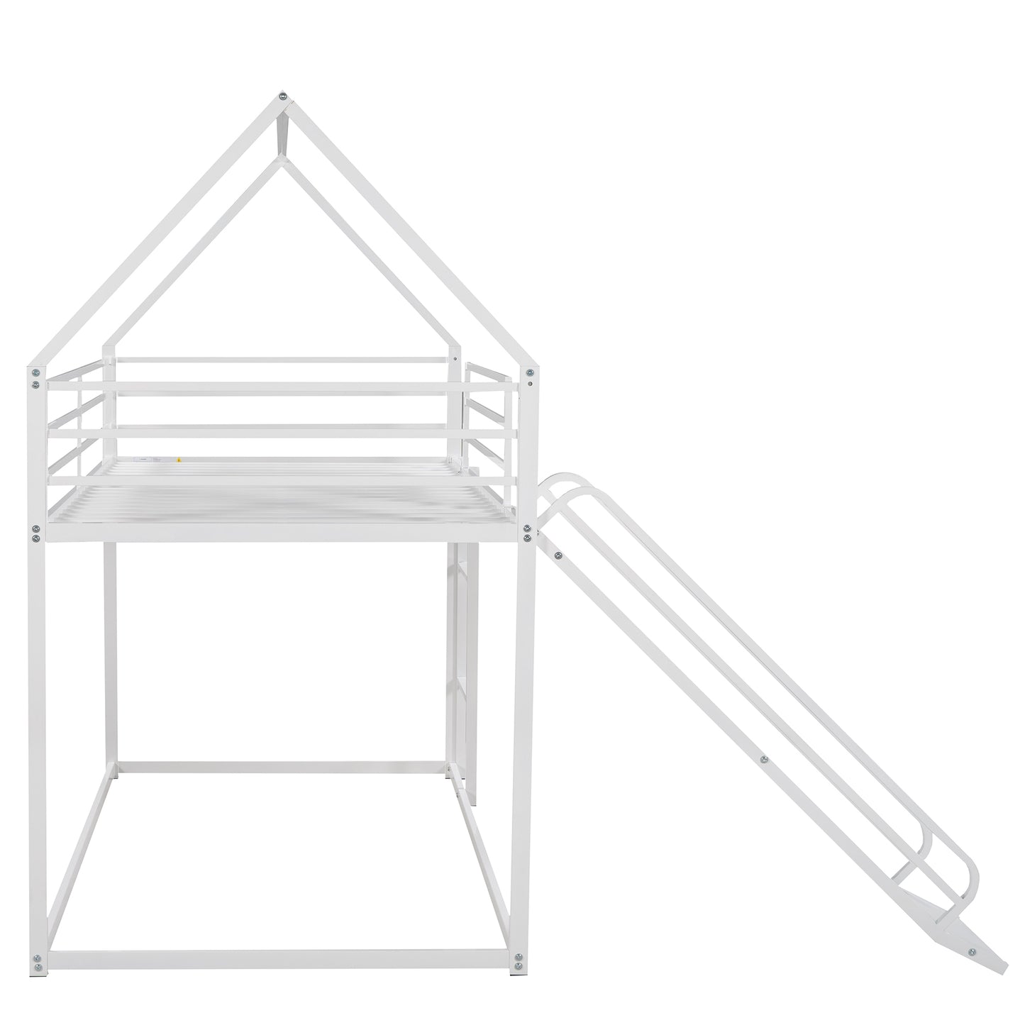 Twin over Twin House Bunk Bed with Ladder and Slide,White image 6