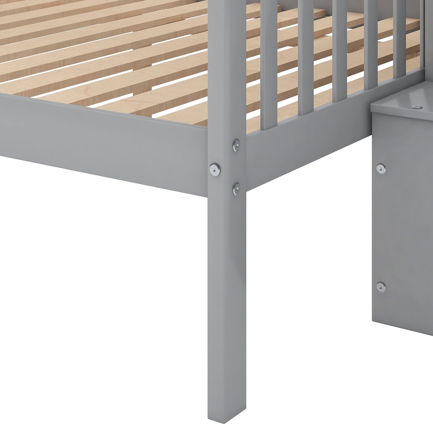 Twin over Full Stairway Bunk Bed with Storage, Gray image 10