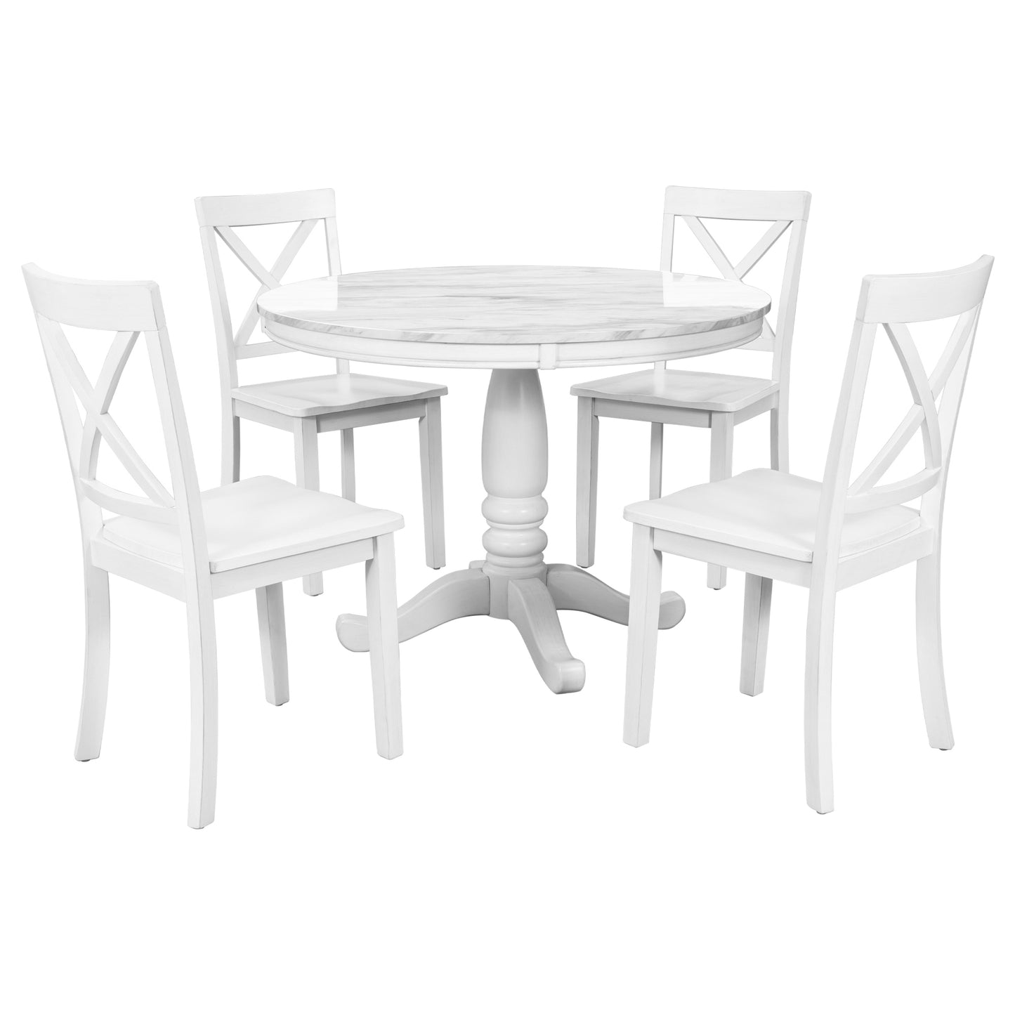 Orisfur. 5 Pieces Dining Table and Chairs Set for 4 Persons, Kitchen Room Solid Wood Table with 4 Chairs image 10