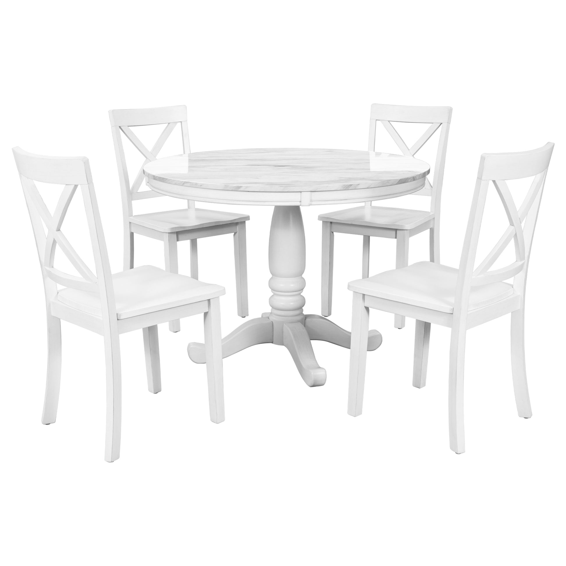 Orisfur. 5 Pieces Dining Table and Chairs Set for 4 Persons, Kitchen Room Solid Wood Table with 4 Chairs image 10