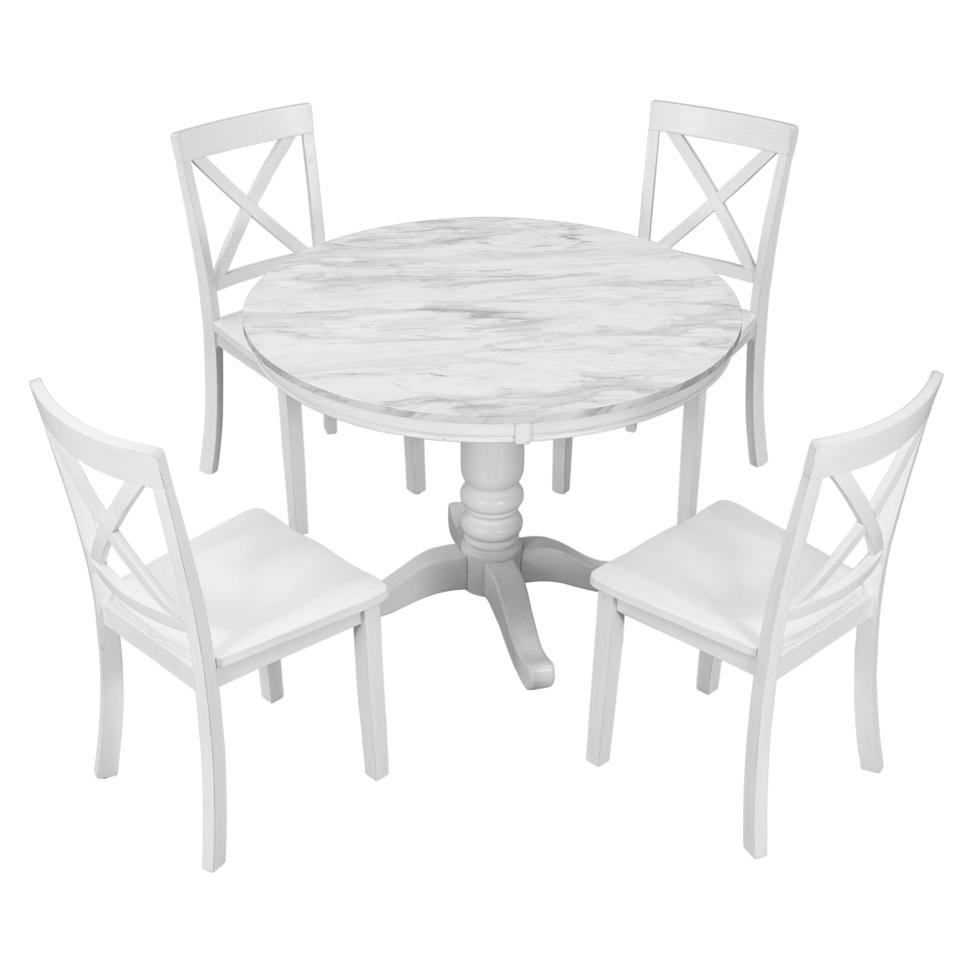 Orisfur. 5 Pieces Dining Table and Chairs Set for 4 Persons, Kitchen Room Solid Wood Table with 4 Chairs image 12