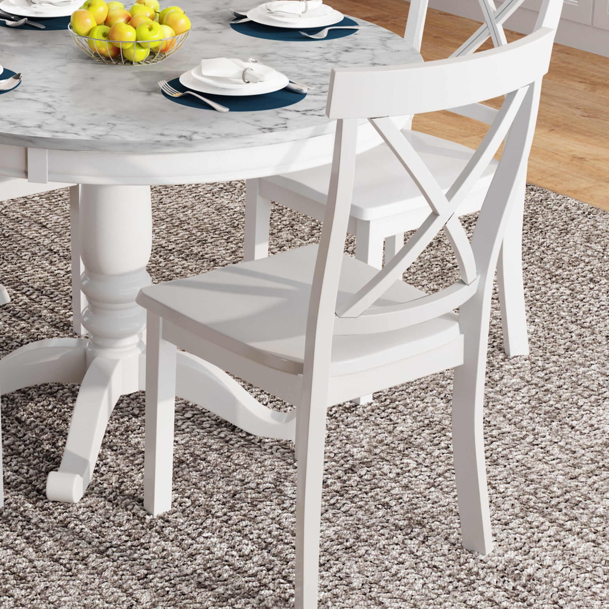 Orisfur. 5 Pieces Dining Table and Chairs Set for 4 Persons, Kitchen Room Solid Wood Table with 4 Chairs image 9
