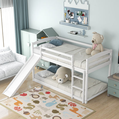 Twin over Twin Bunk Bed with Convertible Slide and Ladder, White(Old SKU:WF281725AAK) image 6