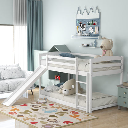 Twin over Twin Bunk Bed with Convertible Slide and Ladder, White(Old SKU:WF281725AAK) image 5