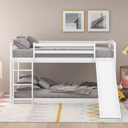 Twin over Twin Bunk Bed with Convertible Slide and Ladder, White(Old SKU:WF281725AAK) image 3
