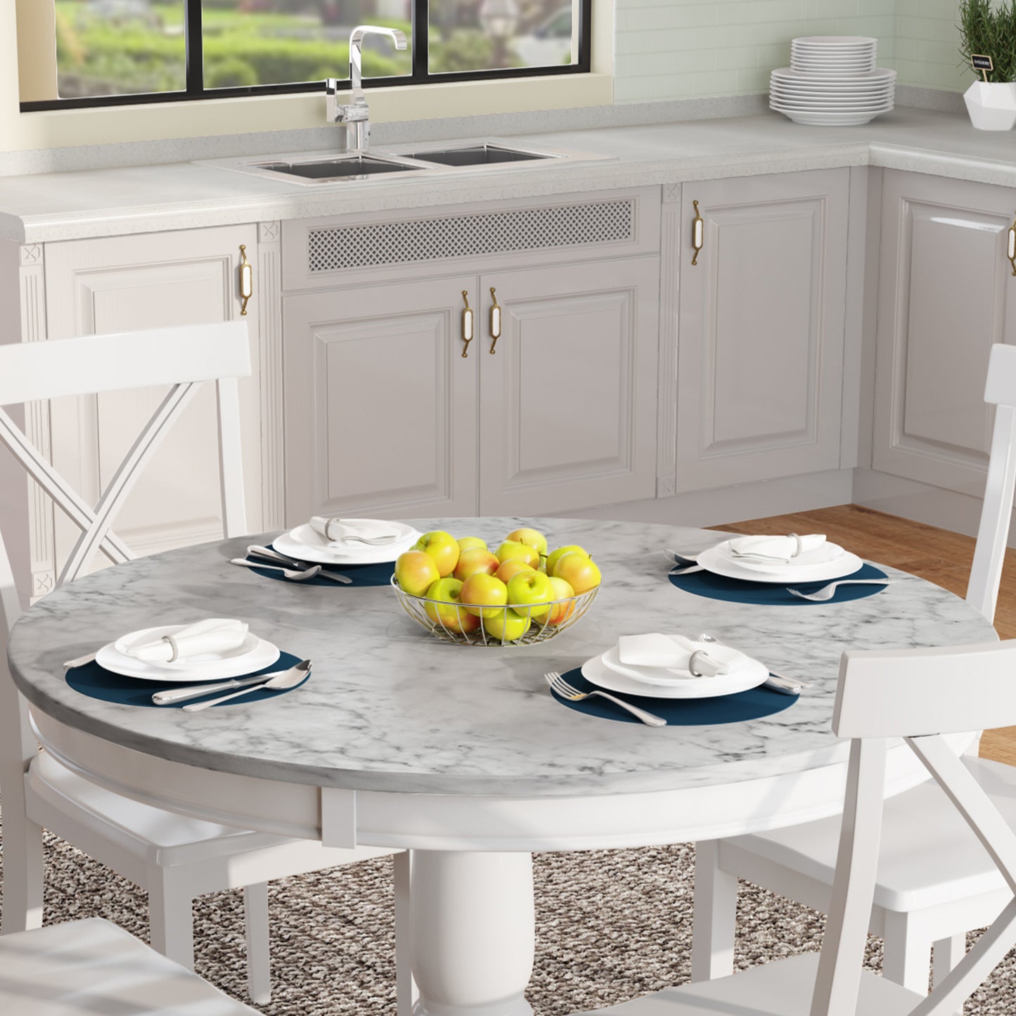 Orisfur. 5 Pieces Dining Table and Chairs Set for 4 Persons, Kitchen Room Solid Wood Table with 4 Chairs image 8