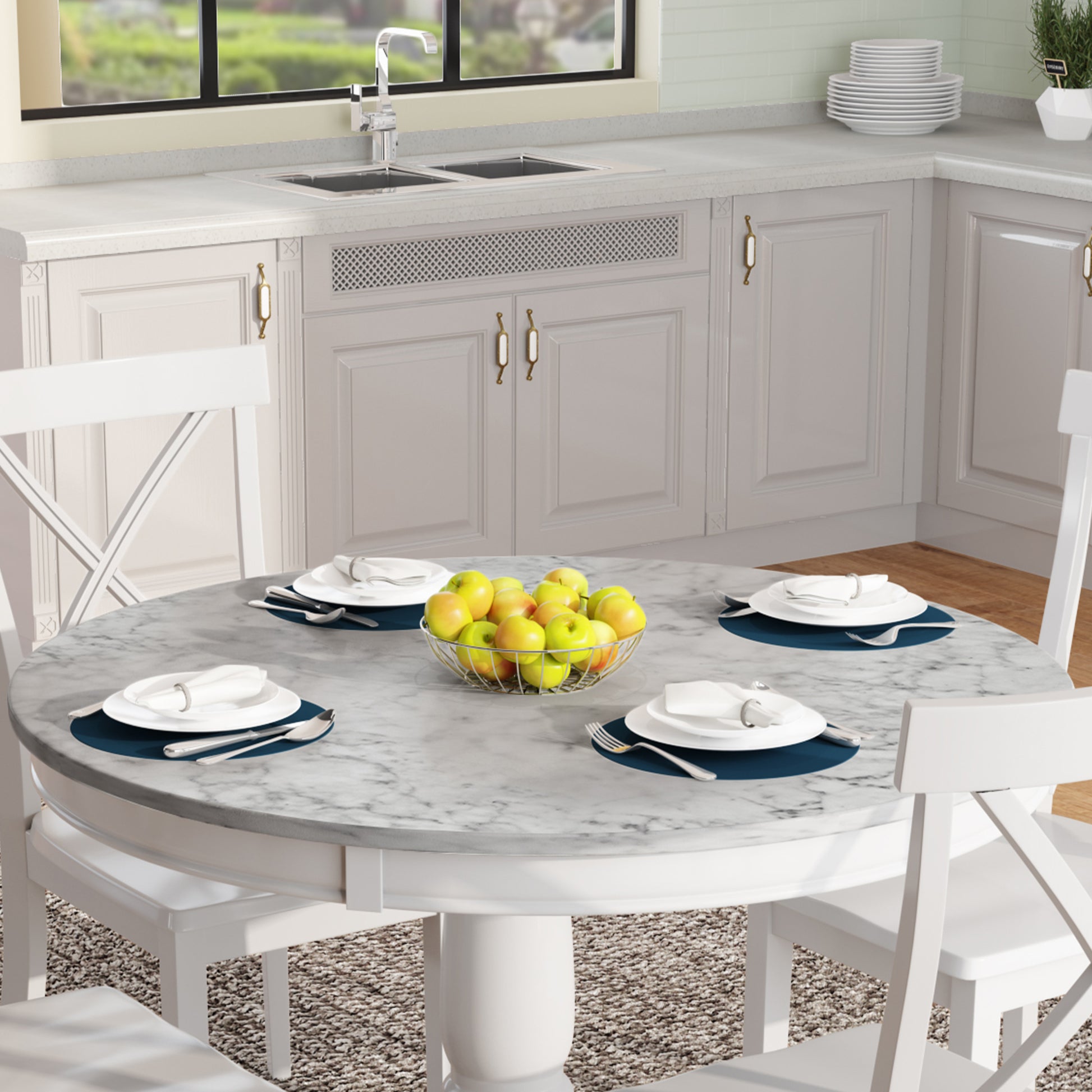 Orisfur. 5 Pieces Dining Table and Chairs Set for 4 Persons, Kitchen Room Solid Wood Table with 4 Chairs image 8