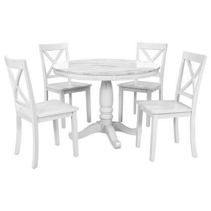 Orisfur. 5 Pieces Dining Table and Chairs Set for 4 Persons, Kitchen Room Solid Wood Table with 4 Chairs image 11