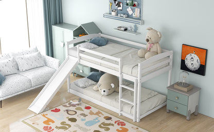 Twin over Twin Bunk Bed with Convertible Slide and Ladder, White(Old SKU:WF281725AAK) image 9