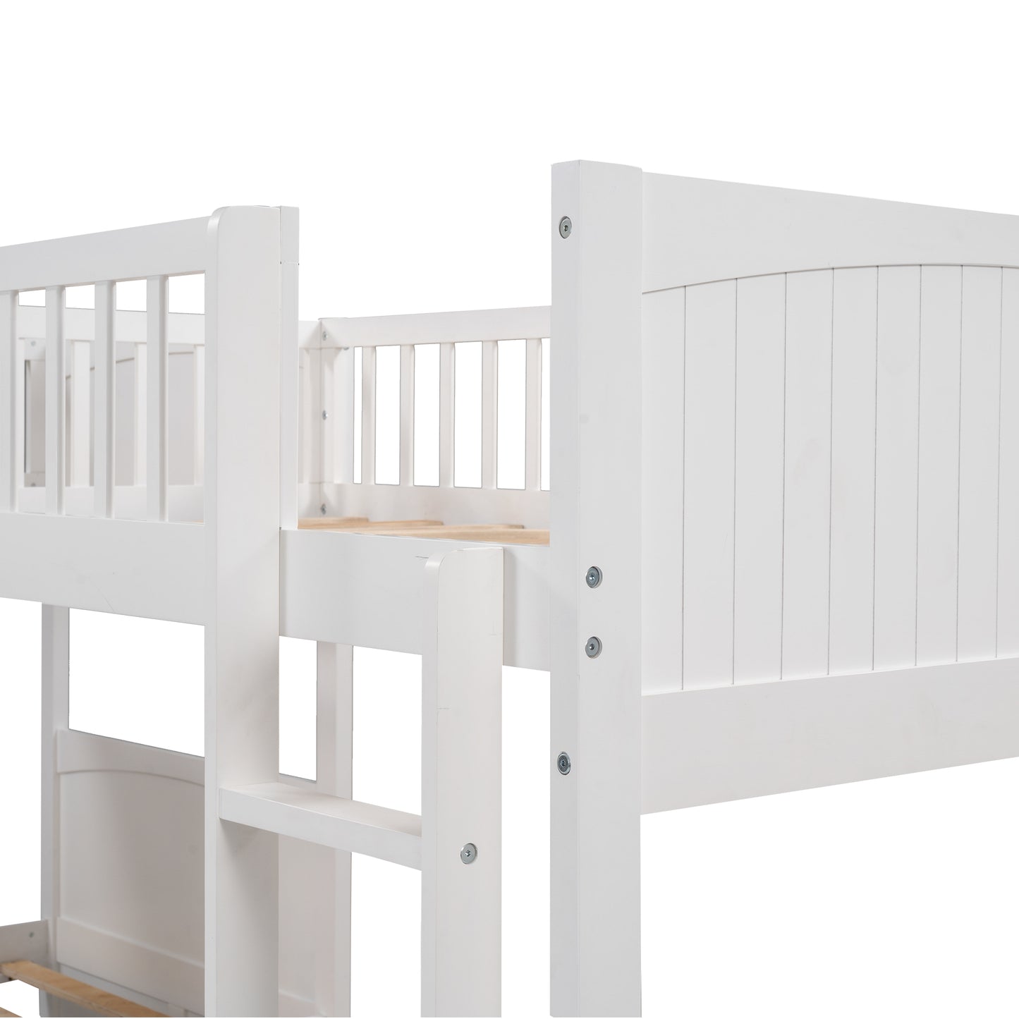 Twin Size Bunk Bed with a Loft Bed attached, with Two Drawers,White image 9
