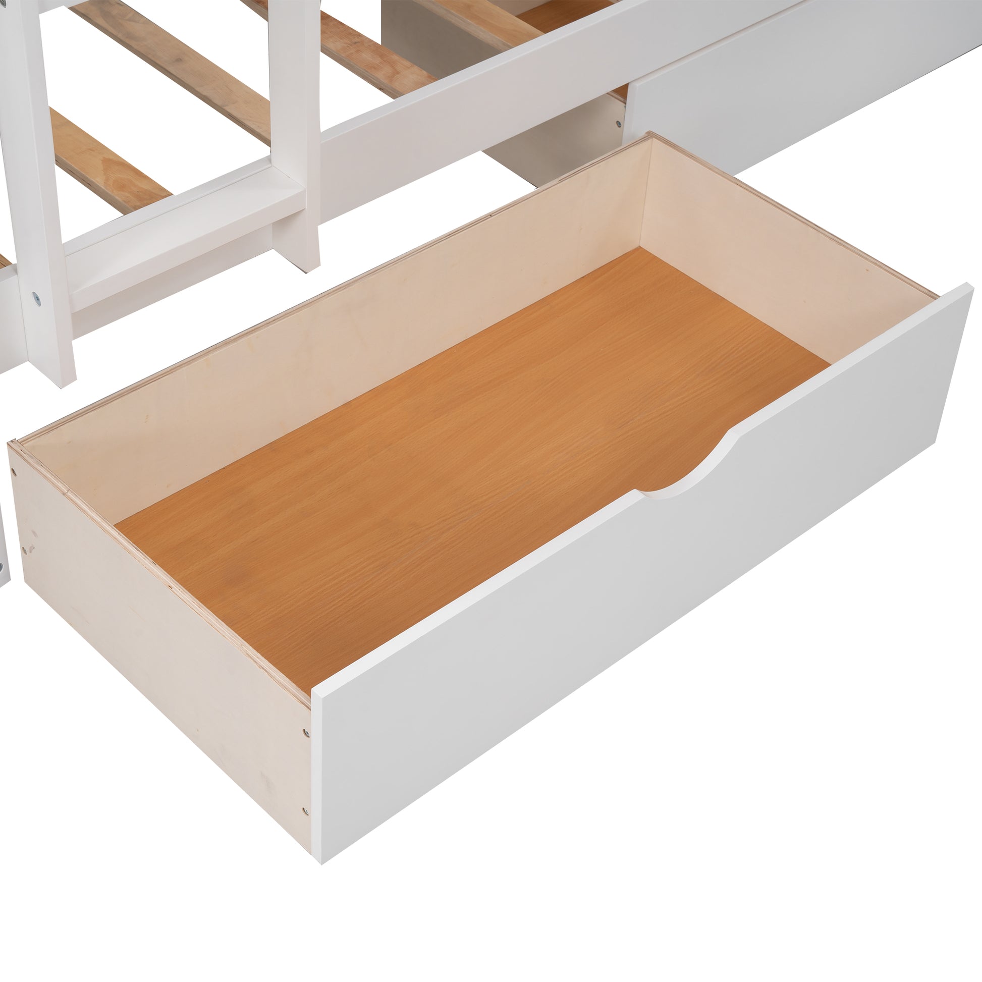 Twin Size Bunk Bed with a Loft Bed attached, with Two Drawers,White image 11