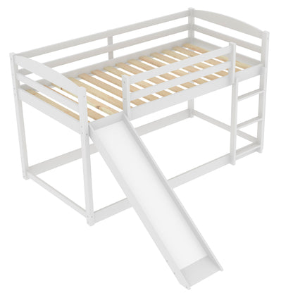 Twin over Twin Bunk Bed with Convertible Slide and Ladder, White(Old SKU:WF281725AAK) image 11