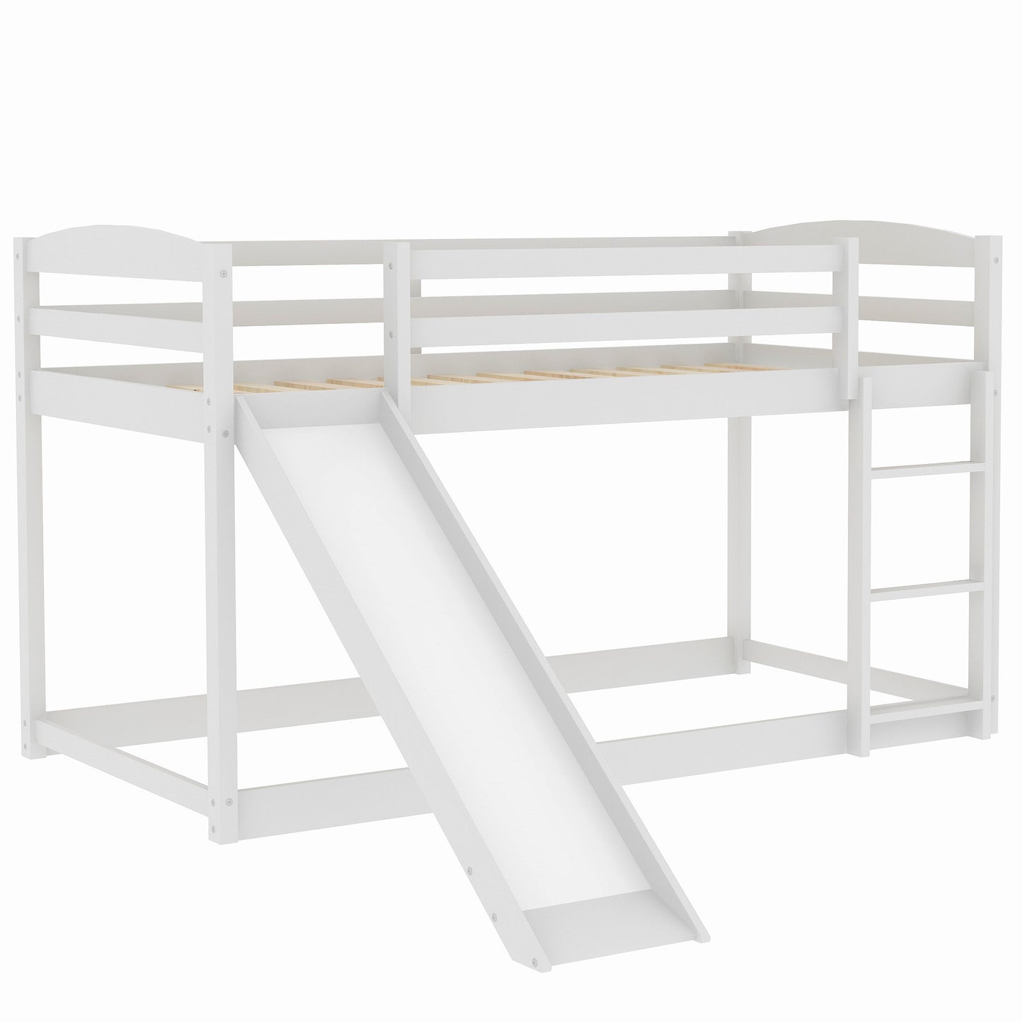 Twin over Twin Bunk Bed with Convertible Slide and Ladder, White(Old SKU:WF281725AAK) image 10