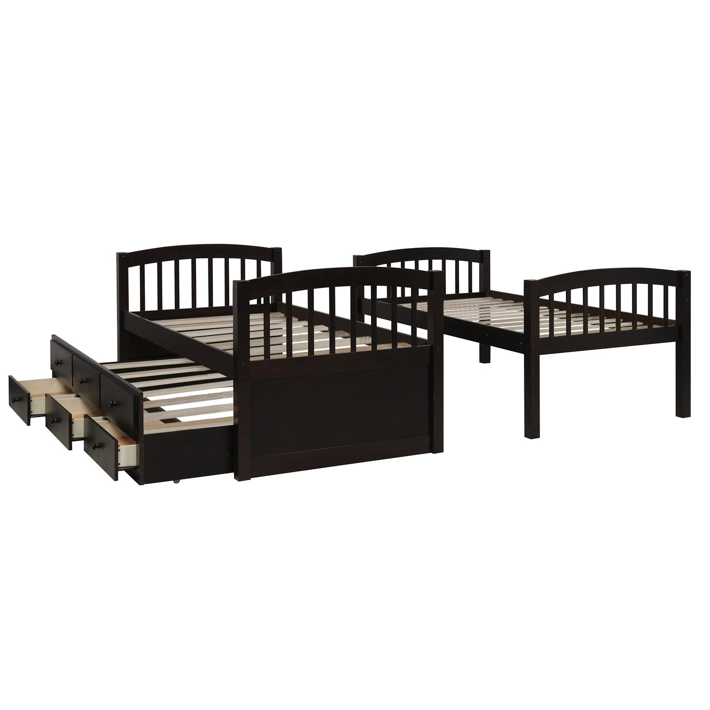 Twin Bunk Bed with Ladder, Safety Rail, Twin Trundle Bed with 3 Drawers for Teens Bedroom, Guest Room Furniture(Espresso)(OLD SKU:LT000071AAP) image 11