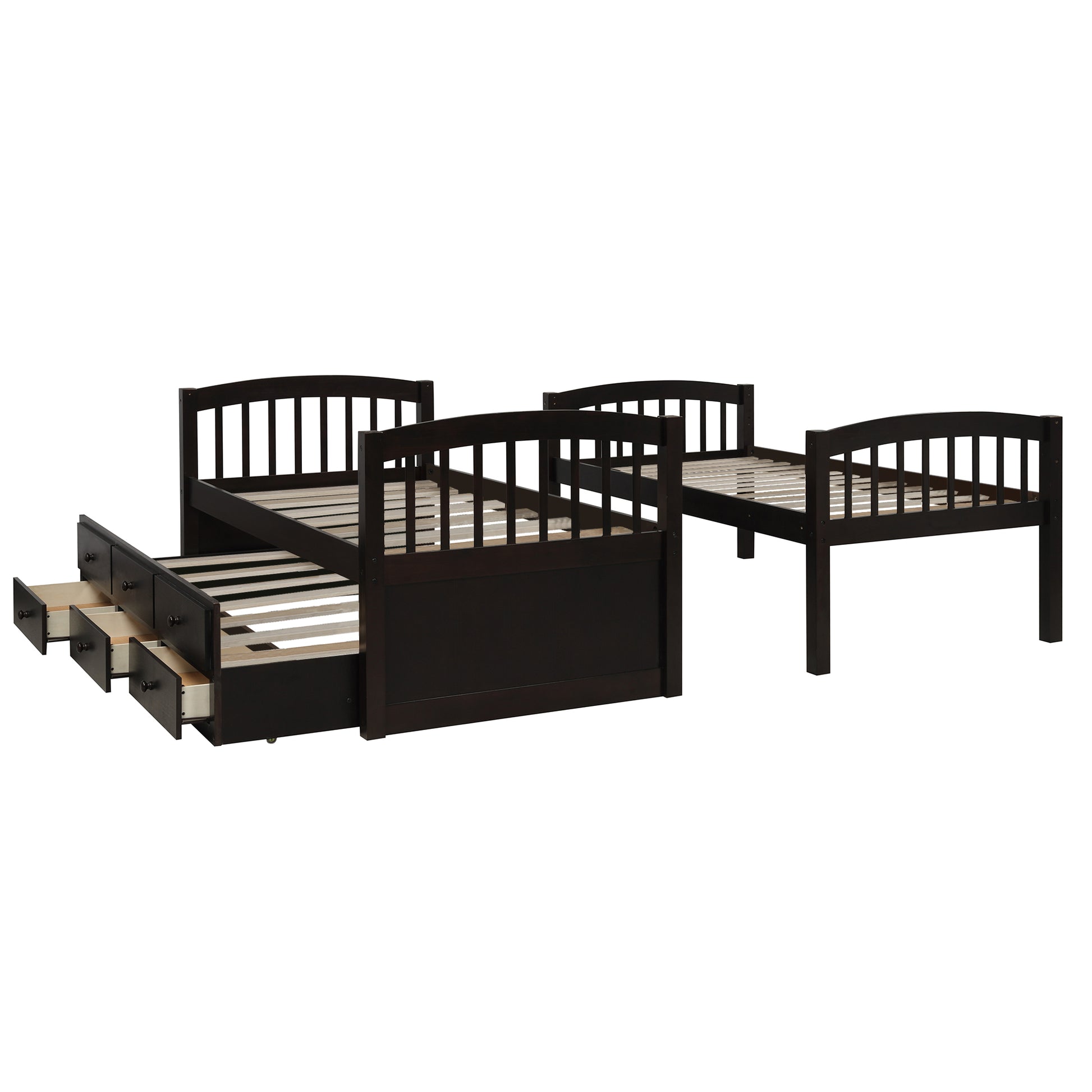 Twin Bunk Bed with Ladder, Safety Rail, Twin Trundle Bed with 3 Drawers for Teens Bedroom, Guest Room Furniture(Espresso)(OLD SKU:LT000071AAP) image 11