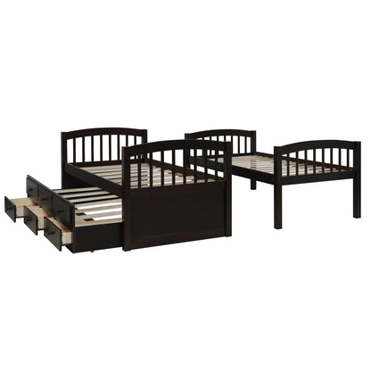 Twin Bunk Bed with Ladder, Safety Rail, Twin Trundle Bed with 3 Drawers for Teens Bedroom, Guest Room Furniture(Espresso)(OLD SKU:LT000071AAP) image 11