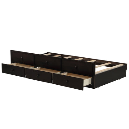 Twin Bunk Bed with Ladder, Safety Rail, Twin Trundle Bed with 3 Drawers for Teens Bedroom, Guest Room Furniture(Espresso)(OLD SKU:LT000071AAP) image 12