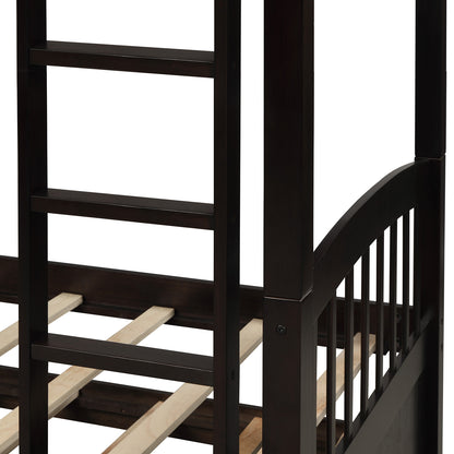 Twin Bunk Bed with Ladder, Safety Rail, Twin Trundle Bed with 3 Drawers for Teens Bedroom, Guest Room Furniture(Espresso)(OLD SKU:LT000071AAP) image 8