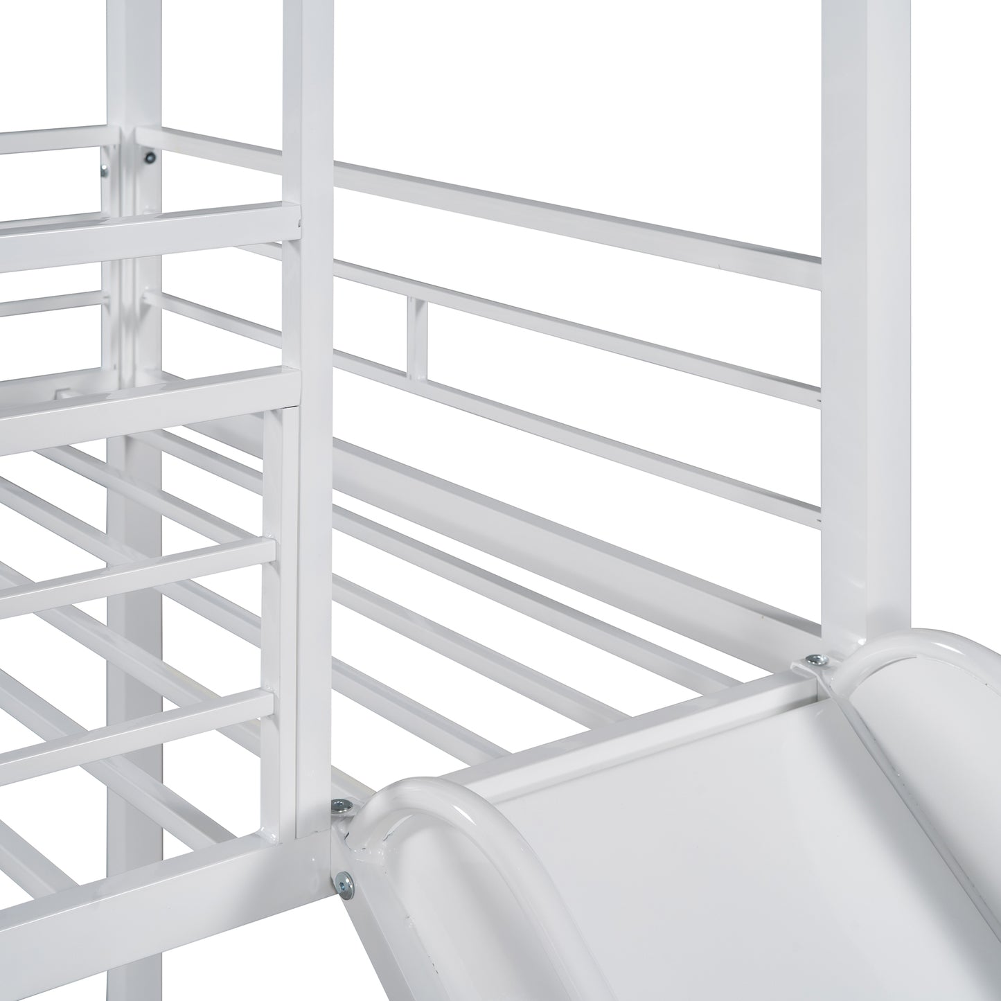 Twin Over Twin Metal Bunk Bed,Metal Housebed With Slide,Three Colors Available.(White with White Slide)(OLD SKU:MF291674AAK) image 9