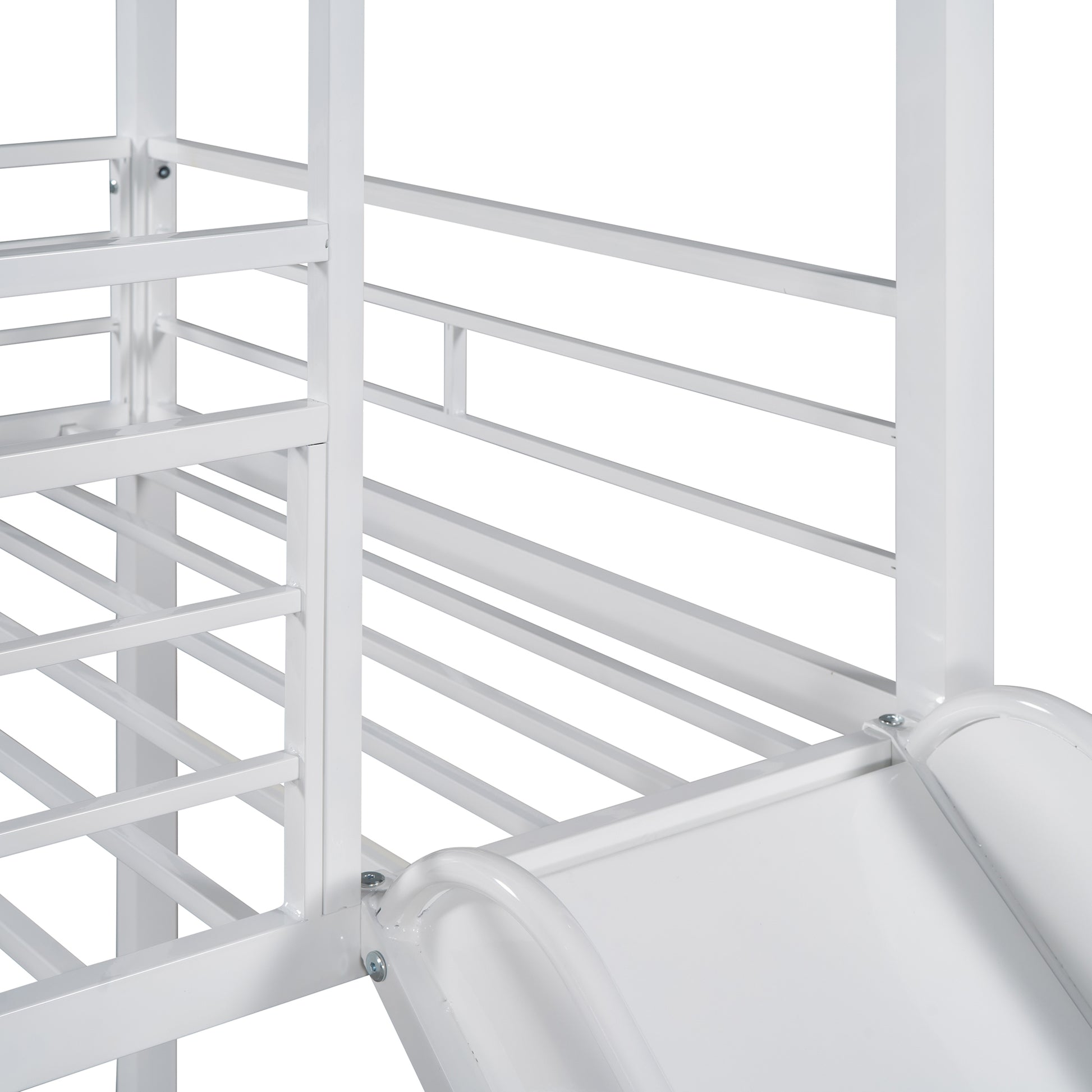 Twin Over Twin Metal Bunk Bed,Metal Housebed With Slide,Three Colors Available.(White with White Slide)(OLD SKU:MF291674AAK) image 9