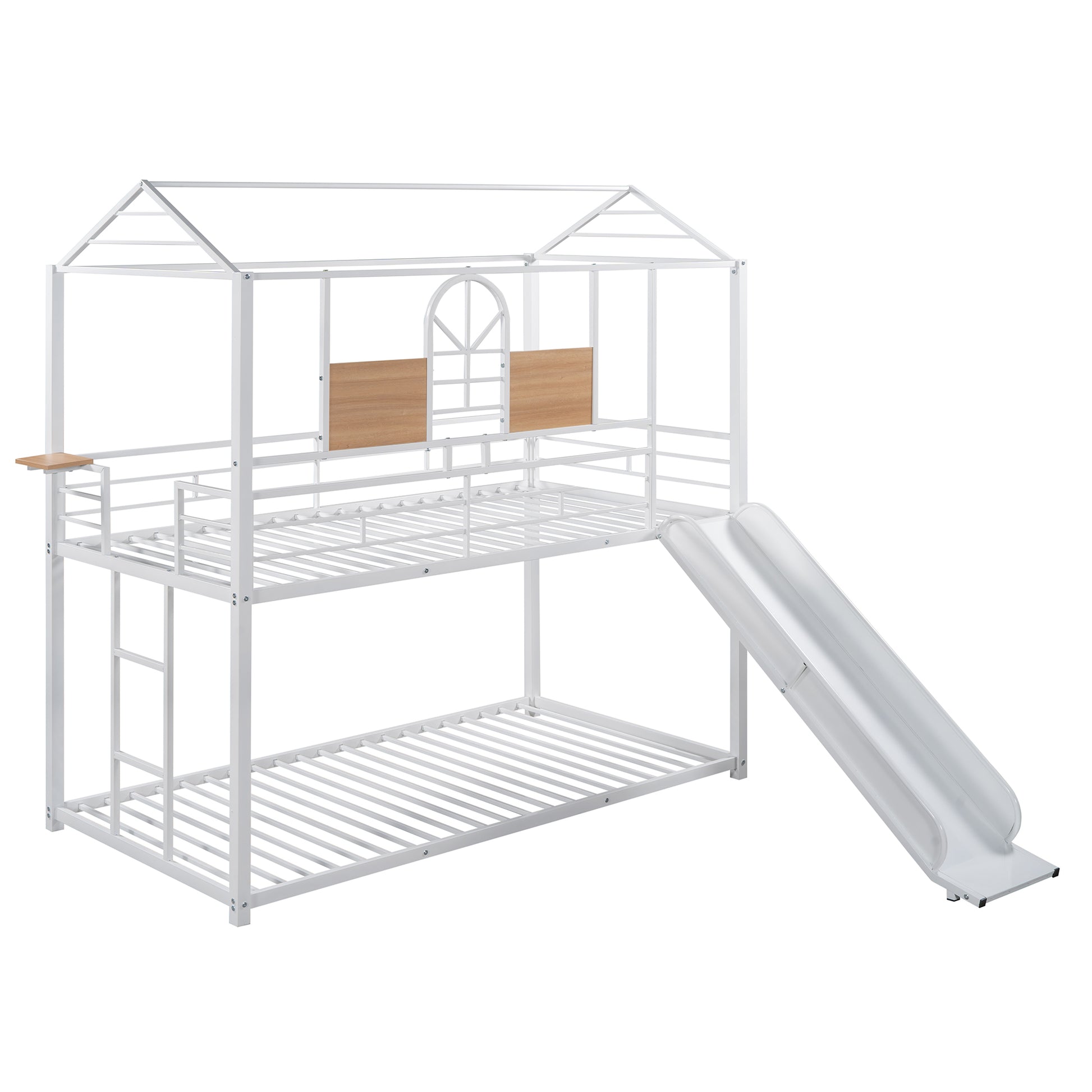 Twin Over Twin Metal Bunk Bed,Metal Housebed With Slide,Three Colors Available.(White with White Slide)(OLD SKU:MF291674AAK) image 12