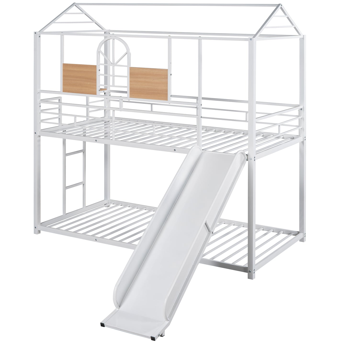 Twin Over Twin Metal Bunk Bed,Metal Housebed With Slide,Three Colors Available.(White with White Slide)(OLD SKU:MF291674AAK) image 7