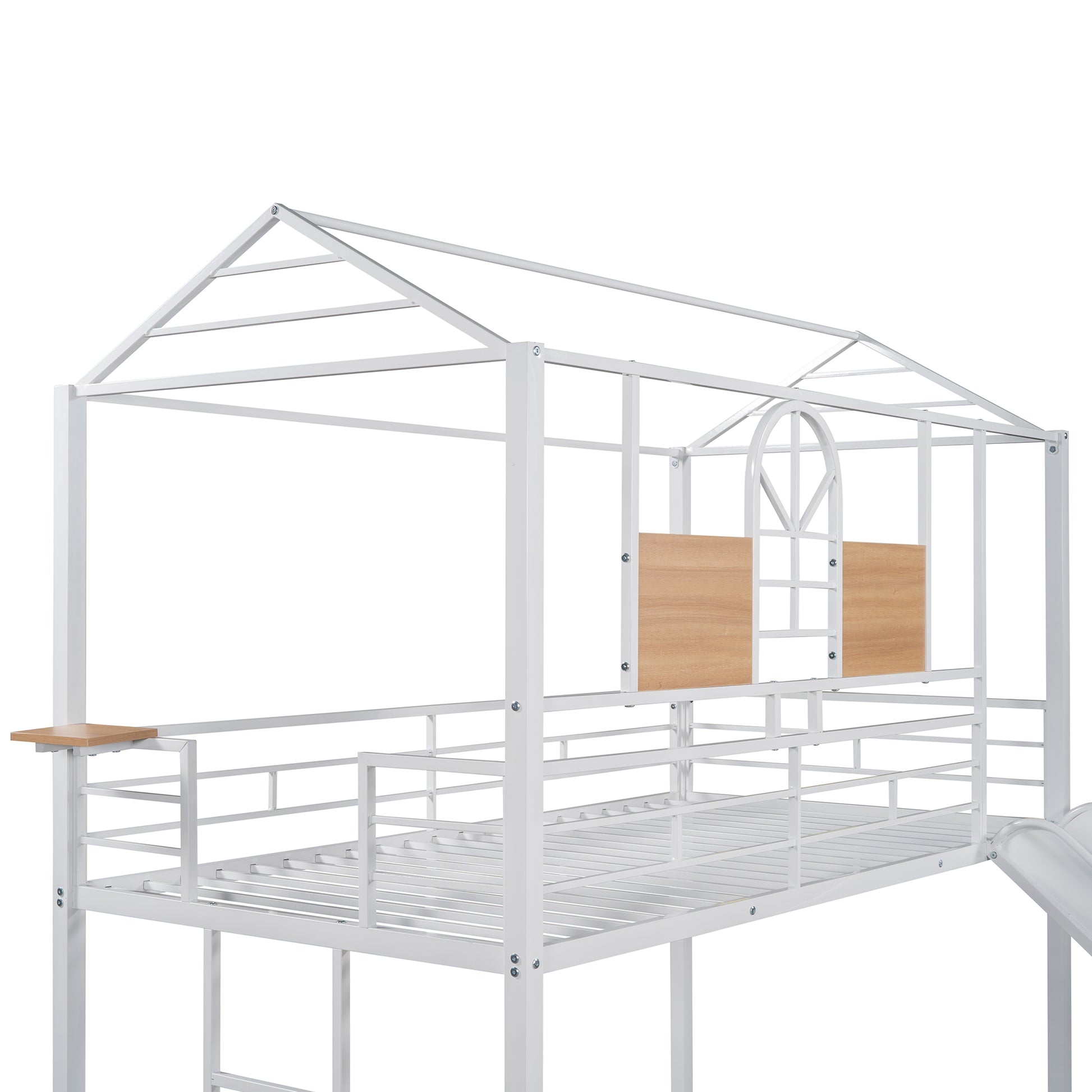 Twin Over Twin Metal Bunk Bed,Metal Housebed With Slide,Three Colors Available.(White with White Slide)(OLD SKU:MF291674AAK) image 5