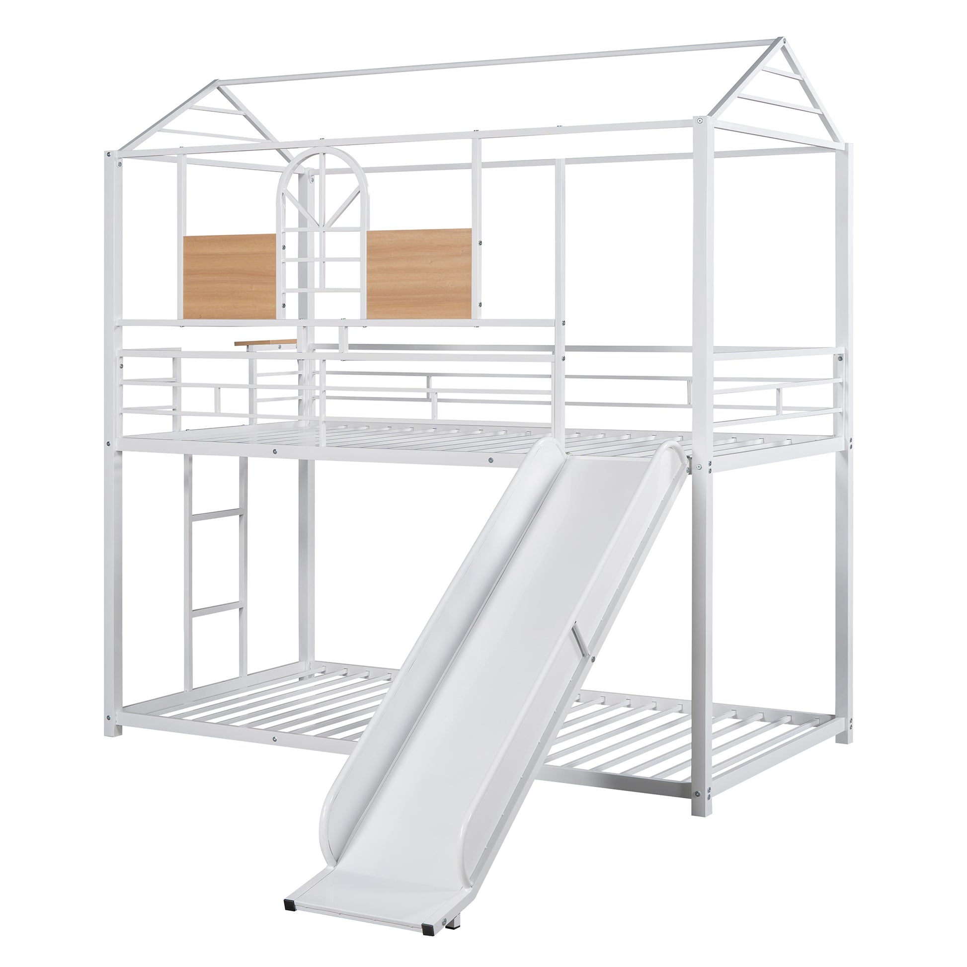 Twin Over Twin Metal Bunk Bed,Metal Housebed With Slide,Three Colors Available.(White with White Slide)(OLD SKU:MF291674AAK) image 8