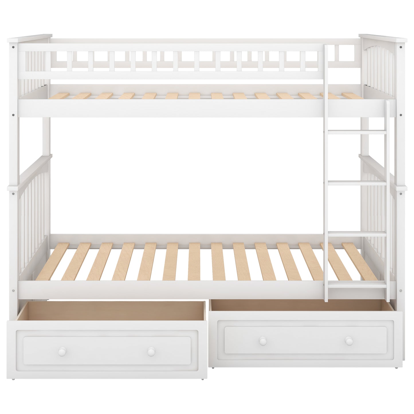 Twin over Twin Bunk Bed with Drawers, Convertible Beds, White(Old SKU: SM000240AAK-1) image 8