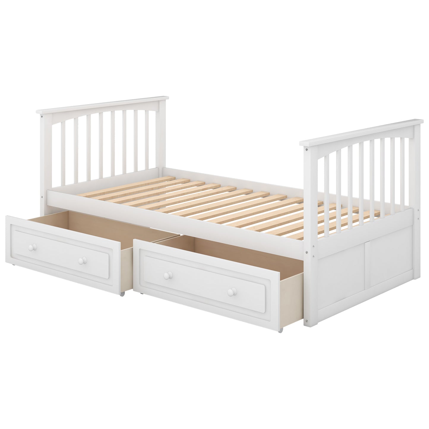 Twin over Twin Bunk Bed with Drawers, Convertible Beds, White(Old SKU: SM000240AAK-1) image 11