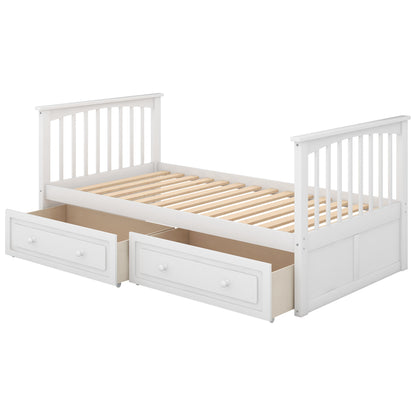 Twin over Twin Bunk Bed with Drawers, Convertible Beds, White(Old SKU: SM000240AAK-1) image 11