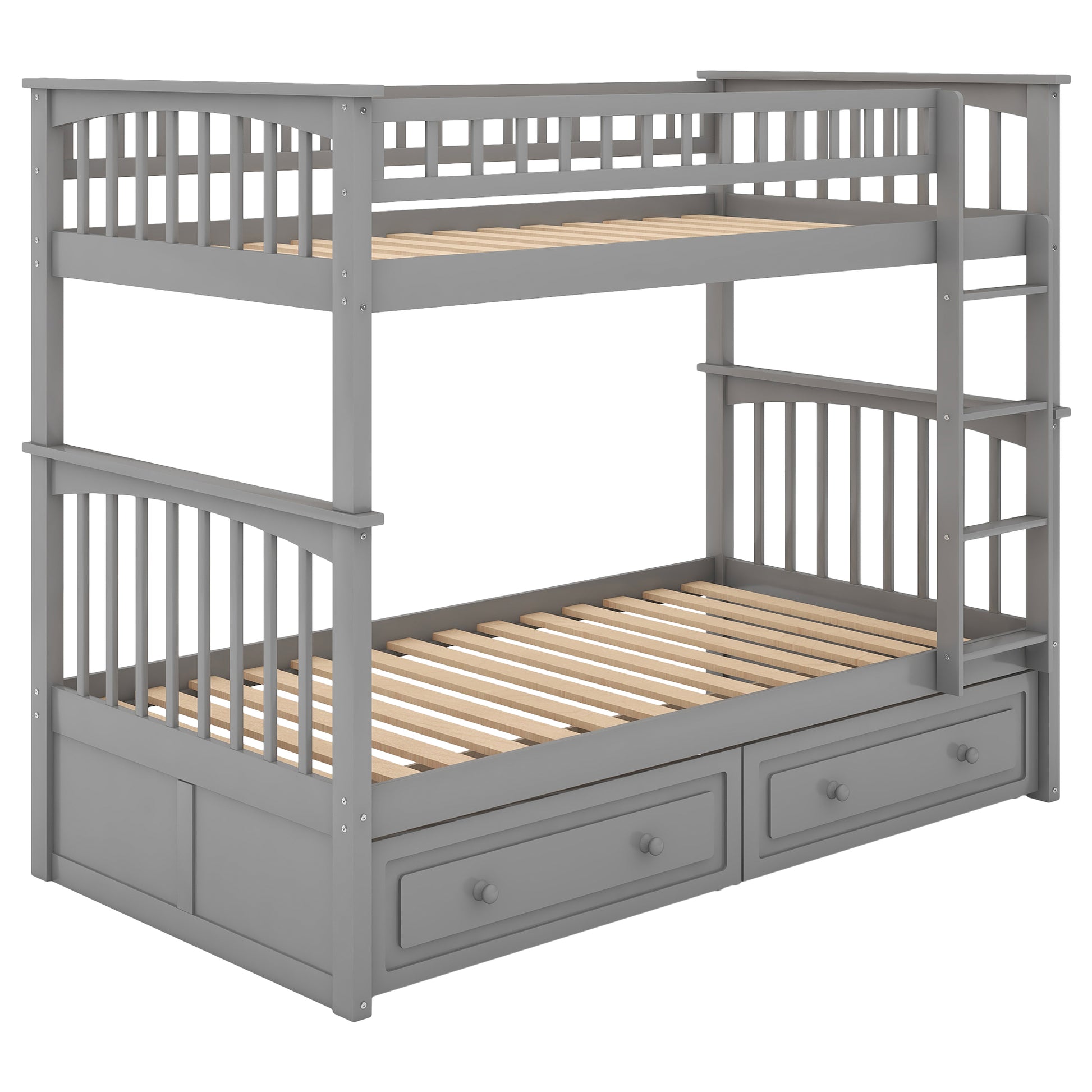 Twin over Twin Bunk Bed with Drawers, Convertible Beds, Gray(Old SKU: SM000240AAE-1) image 8