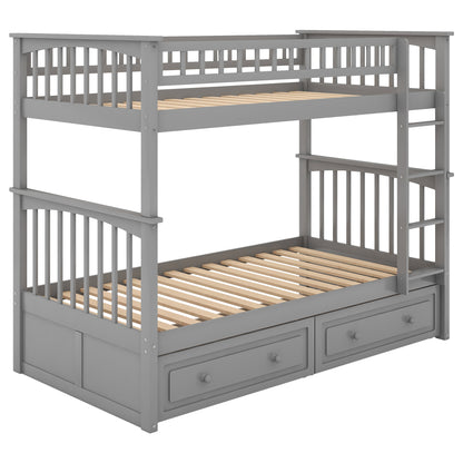 Twin over Twin Bunk Bed with Drawers, Convertible Beds, Gray(Old SKU: SM000240AAE-1) image 8