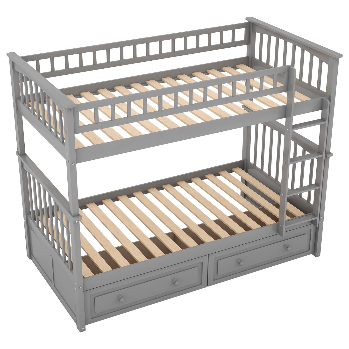 Twin over Twin Bunk Bed with Drawers, Convertible Beds, Gray(Old SKU: SM000240AAE-1) image 10