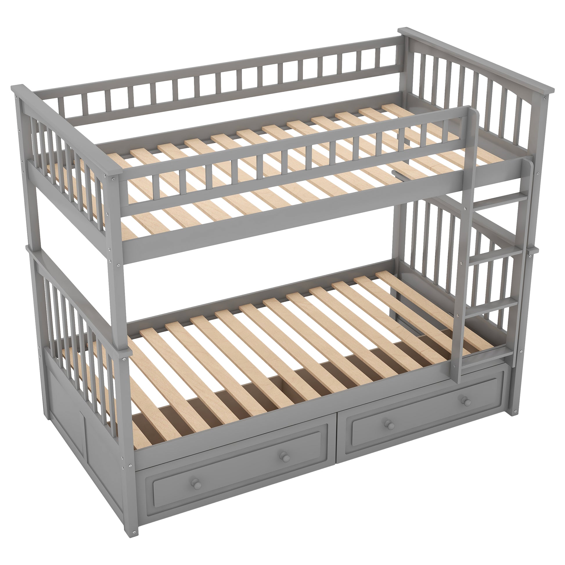 Twin over Twin Bunk Bed with Drawers, Convertible Beds, Gray(Old SKU: SM000240AAE-1) image 10