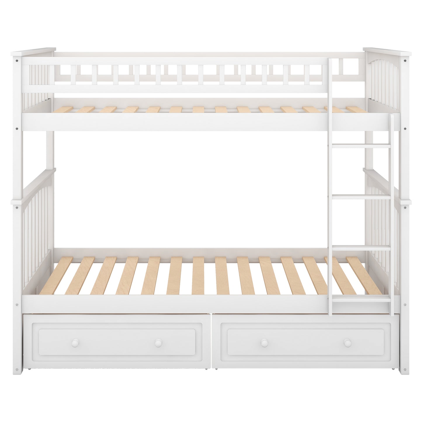 Twin over Twin Bunk Bed with Drawers, Convertible Beds, White(Old SKU: SM000240AAK-1) image 9