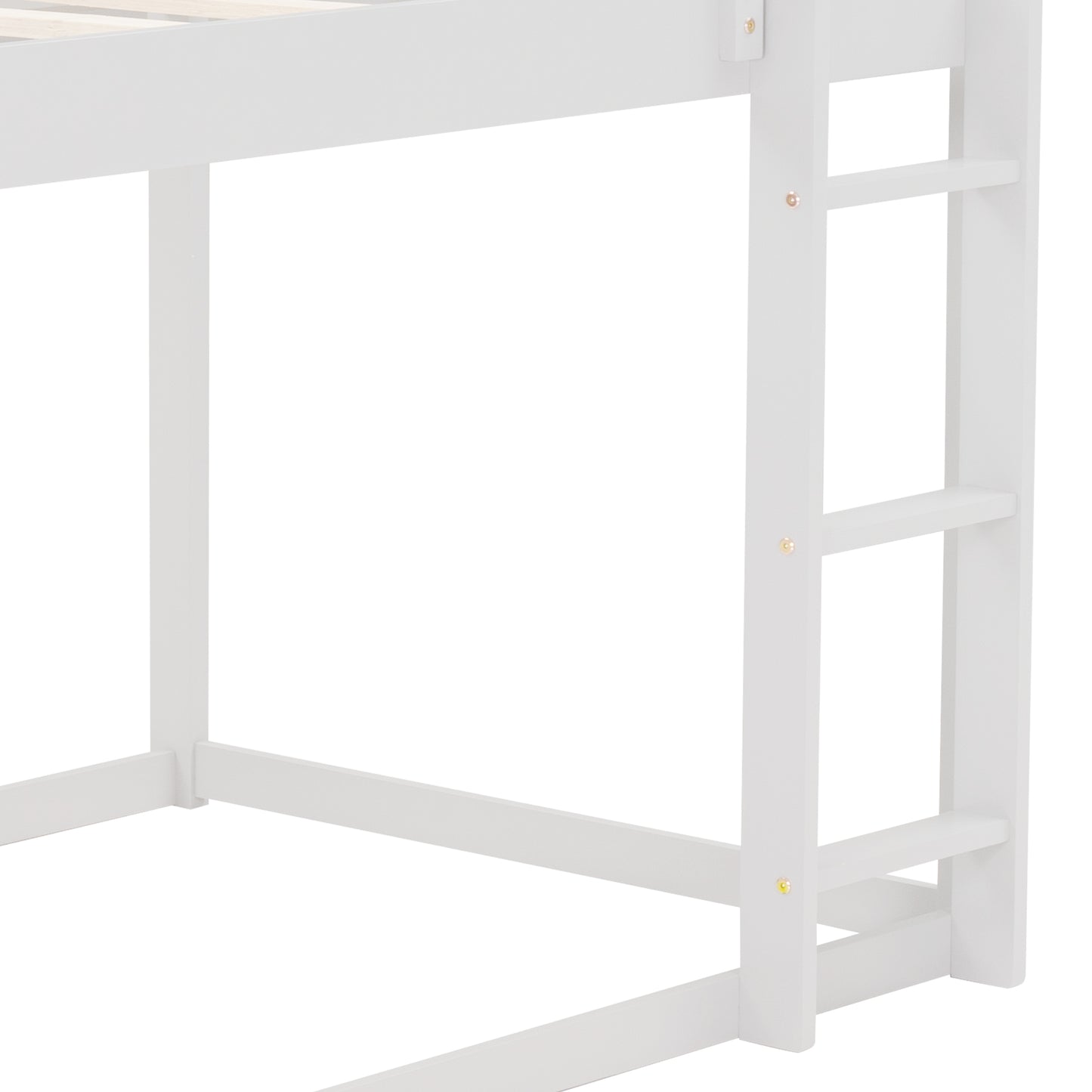Twin over Twin Low Bunk Bed, House Bed with Ladder, White(OLD SKU:WF197808AAK) image 9