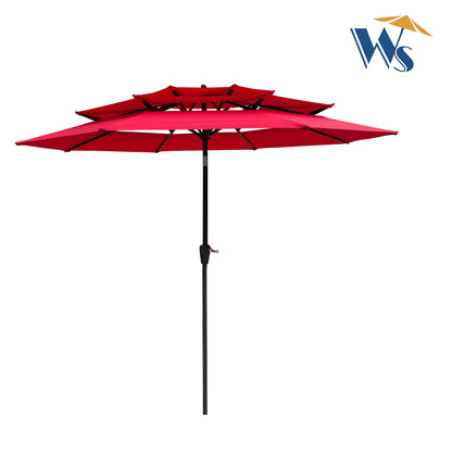 9Ft 3-Tiers Outdoor Patio Umbrella with Crank and tilt and Wind Vents for Garden Deck Backyard Pool Shade Outside Deck Swimming Pool image 4