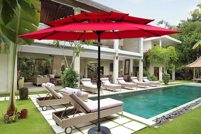 9Ft 3-Tiers Outdoor Patio Umbrella with Crank and tilt and Wind Vents for Garden Deck Backyard Pool Shade Outside Deck Swimming Pool image 1