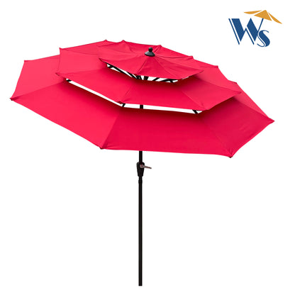 9Ft 3-Tiers Outdoor Patio Umbrella with Crank and tilt and Wind Vents for Garden Deck Backyard Pool Shade Outside Deck Swimming Pool image 3