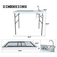 Outdoor Fish and Game Cutting Cleaning Table w/Sink and Faucet