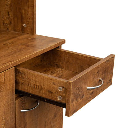 70.87" Tall Wardrobe& Kitchen Cabinet, with 6-Doors, 1-Open Shelves and 1-Drawer for bedroom,Walnut image 9
