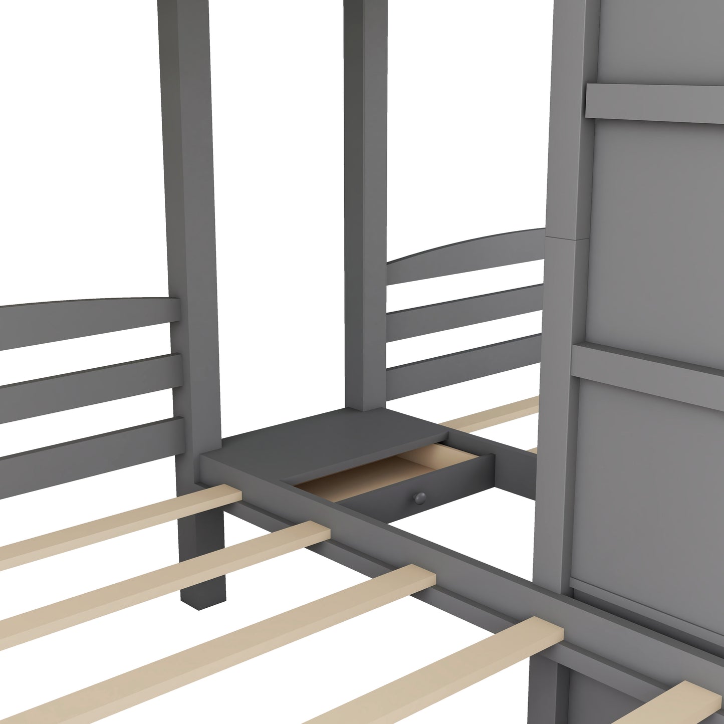 Twin over Twin & Twin Bunk Bed with Built-in Staircase and Storage Drawer,Gray image 10