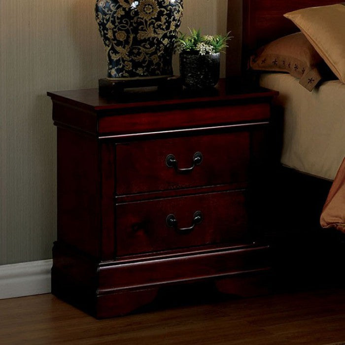 1pc Nightstand Cherry Finish Louis Philippe Solid wood English Dovetail Construction Antique Nickle Hanging Pulls image 3