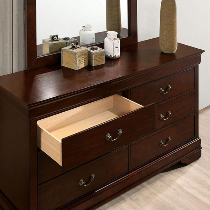 1pc Nightstand Cherry Finish Louis Philippe Solid wood English Dovetail Construction Antique Nickle Hanging Pulls image 6